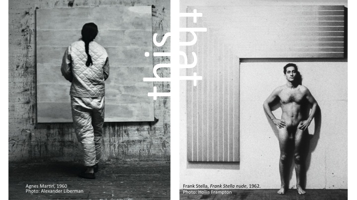Early 1960s studio shots of Agnes Martin (L) and Frank Stella (R)